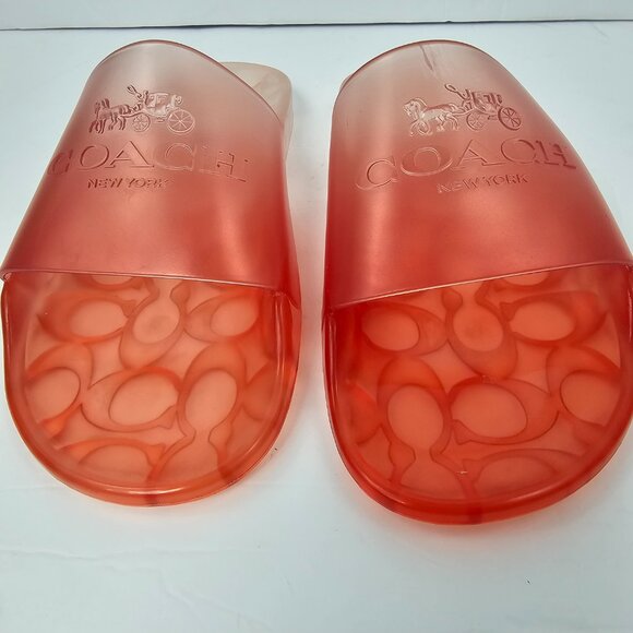 Coach Women's Coral Orange Ombre Jelly Slide Sandals Size Unmarked 27cm - Picture 3 of 10